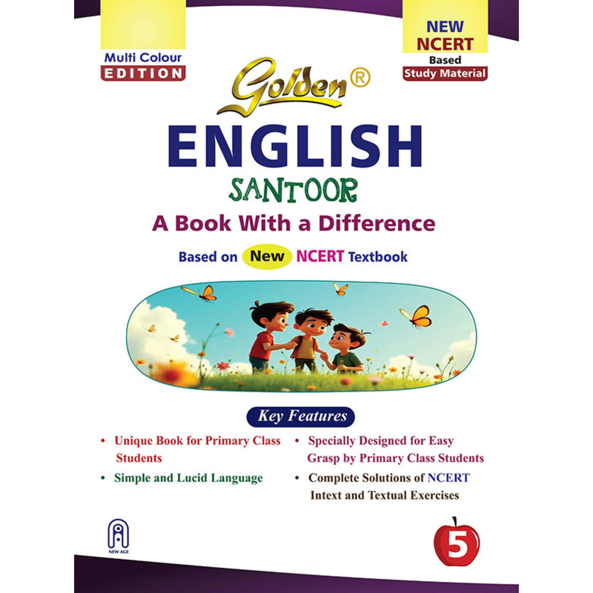 Golden English Study Material Based on NEW NCERT Santoor For Class 5 | Simple and Lucid Language | Complete Solutions of NCERT Intext and Textual Exercises - Retail Maharaj