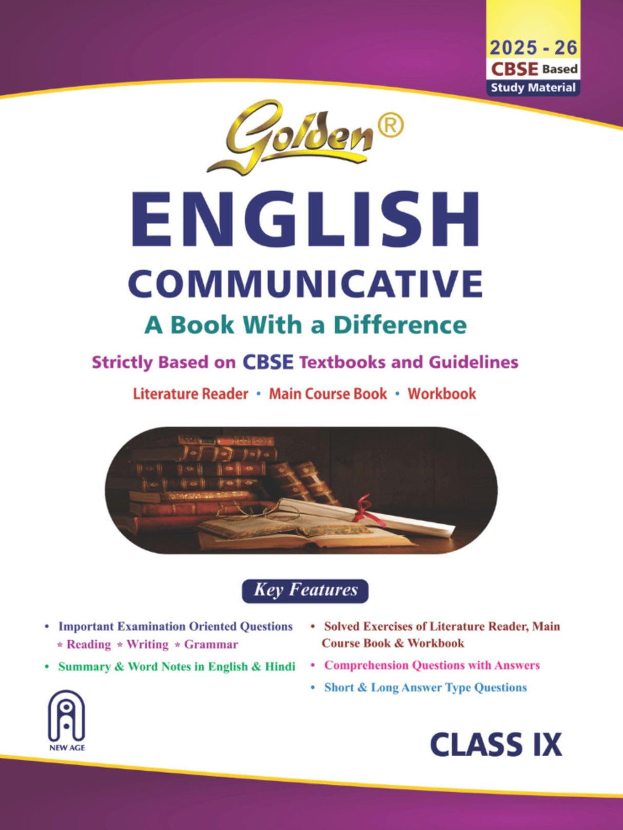 Golden English Communicative: Based on New CBSE Textbooks For CBSE 2026 Board Exams, includes Objective Type Question Bank-Class 9 - Reference Book - Retail Maharaj