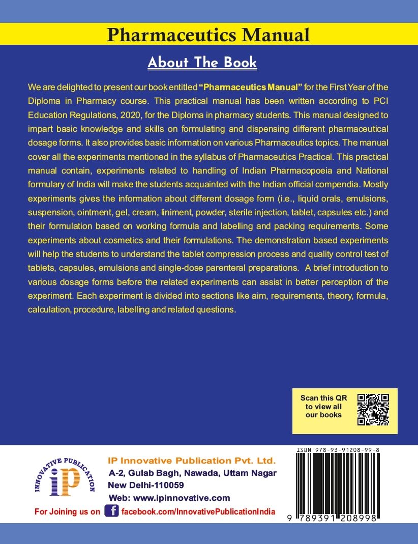 Pharmaceutics Manual For Diploma in Pharmacy Students 1st Year - Retail Maharaj