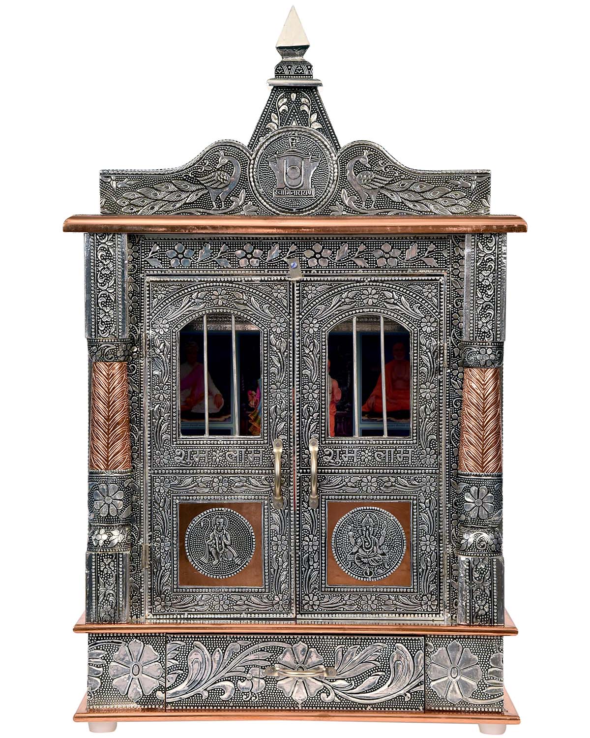 Ghar Mandir: Wall-Hung Aluminium & Copper Mandir (25" x 15") - Retail Maharaj