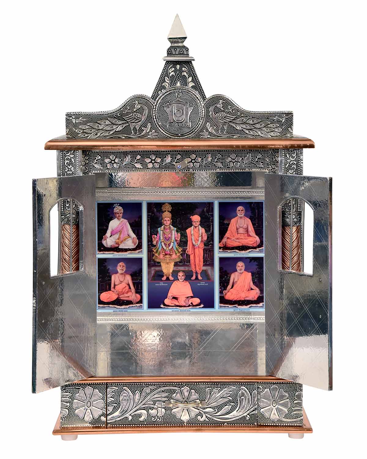 Ghar Mandir: Wall-Hung Aluminium & Copper Mandir (25" x 15") - Retail Maharaj