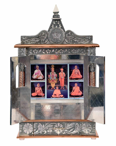 Ghar Mandir: Wall-Hung Aluminium & Copper Mandir (25" x 15") - Retail Maharaj