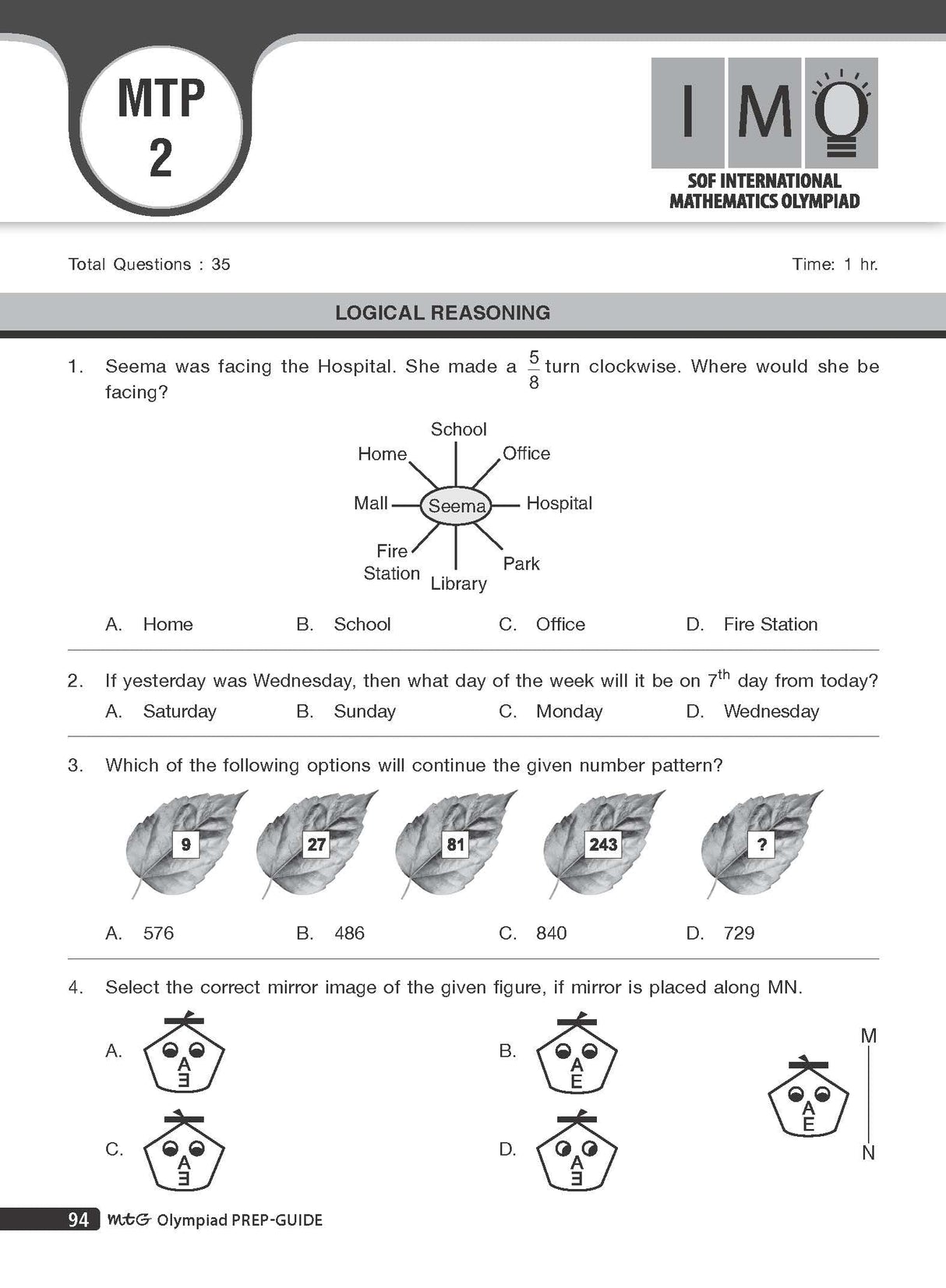 MTG Olympiad Prep-Guide Mathematics Class 4 - Detailed Theory, Self Test with IMO Chapterwise Previous Year Question Paper For SOF 2023-24 Exam MTG Editorial Board MTG Editorial Board - Retail Maharaj