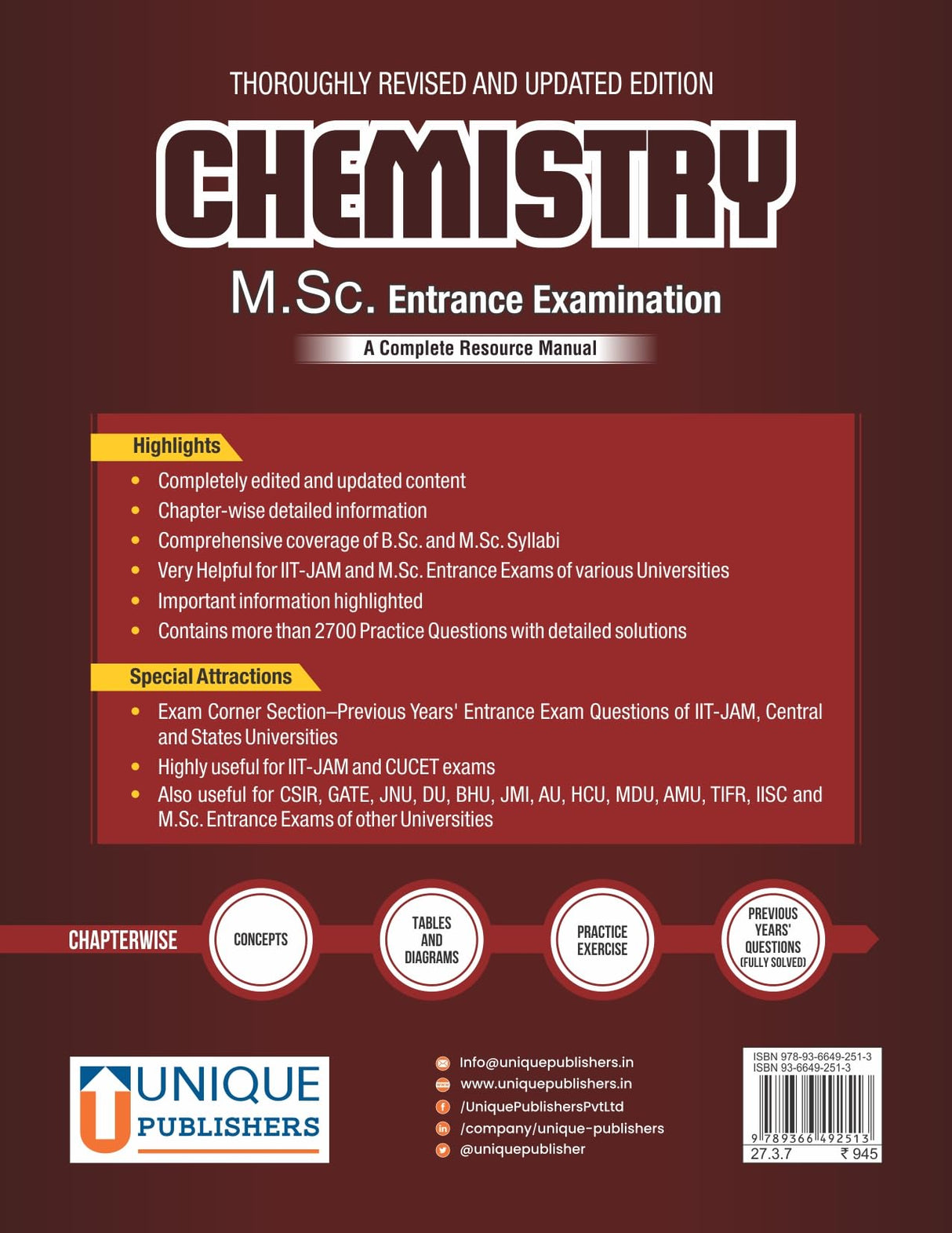 M.Sc. Chemistry Entrance Examination Guide for CUET & State Universities by Prof. Ramananda Singh, Complete Resource Manual for IIT-JAM, CSIR, GATE