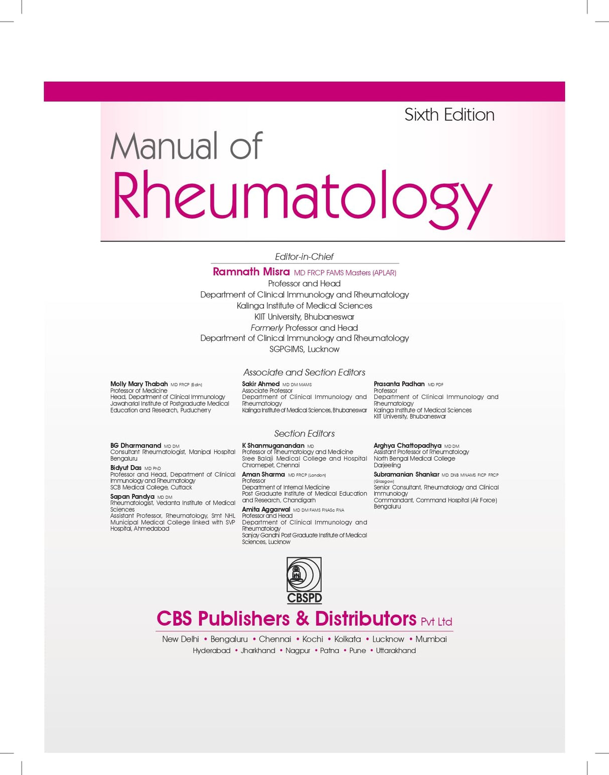 Manual Of Rheumatology 6Ed (Hb 2024) Indian Rheumatology Association