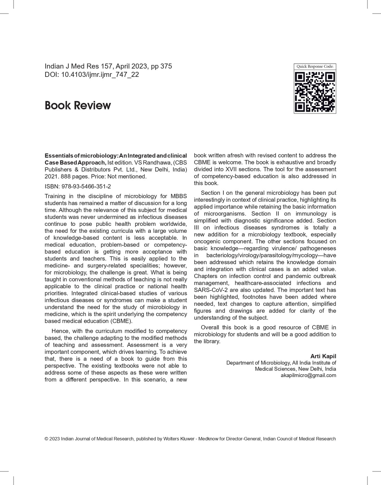 Essentials Of Microbiology An Integrated Clinical Case Based Approach Including Parasitology 2Ed (Pb 2024)