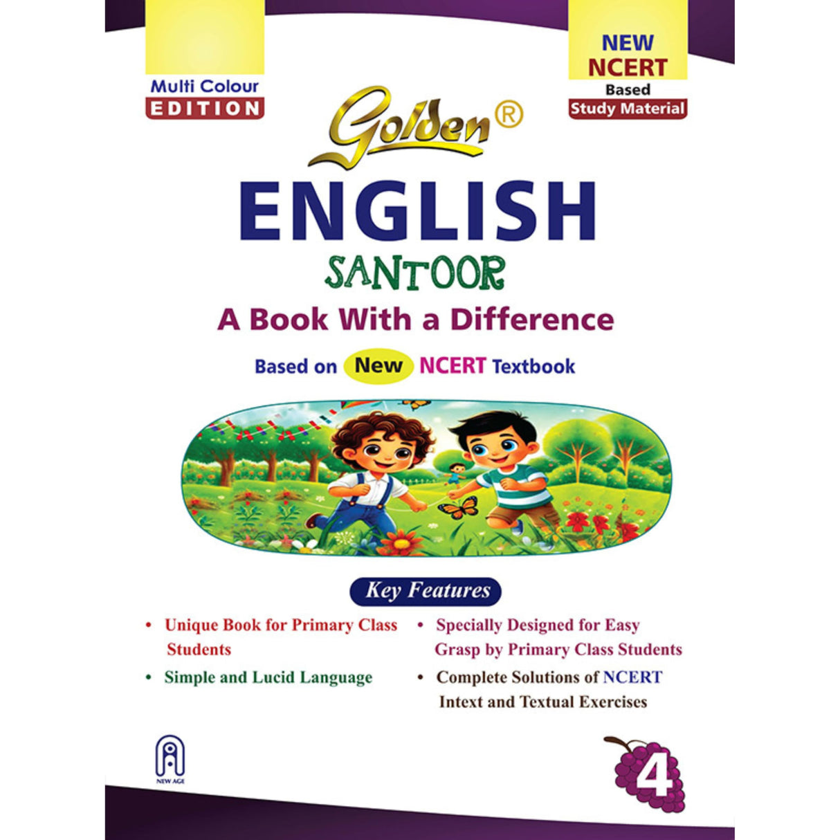 Golden English Study Material Based on NEW NCERT Santoor For Class 4 | Simple and Lucid Language | Complete Solutions of NCERT Intext and Textual Exercises - Retail Maharaj