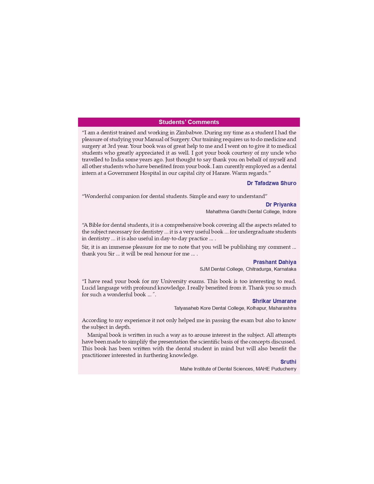 Manipal Manual Of Surgery With Clinical Methods For Dental Students 4Ed (Pb 2022)