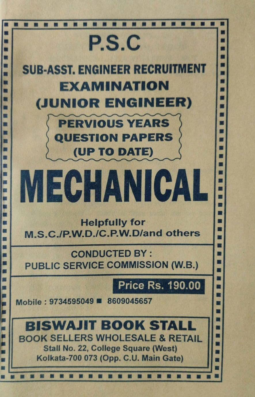 West Bengal Sub. Astt. Engineer Recruitment (Junior Engineer MECHANICAL) Previous Years Questions with Answers (English Version) - Retail Maharaj
