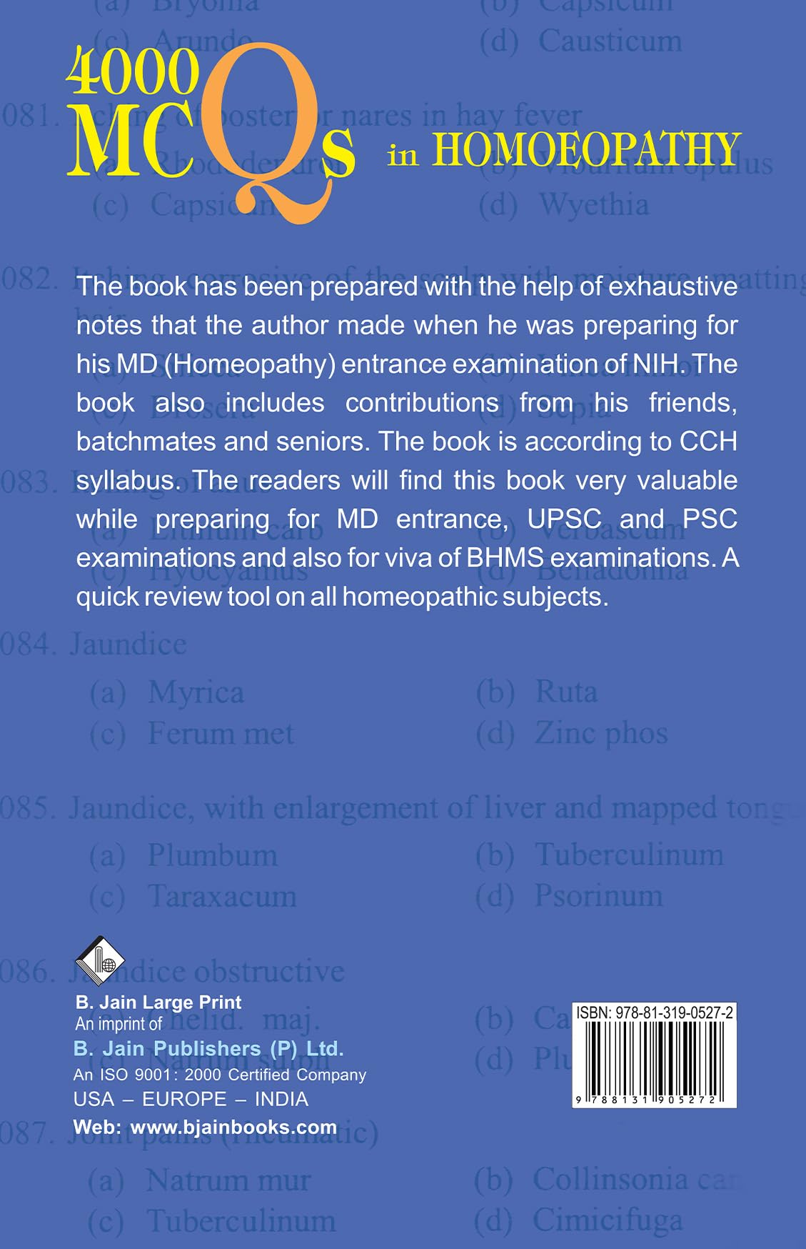 4000 Mcqs in Homeopathy for UPSC, PSC and Md Entrance Examinations - Retail Maharaj