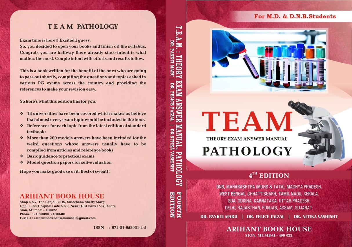 TEAM Theory Exam Answer Manual Pathology ( For MD & DNB Students ) 4th Ed.2024
