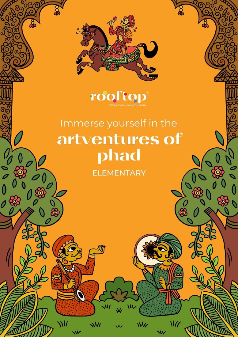 Rooftop Artventures of Phad - Elementary | PAPERBACK (Softcover) | Children's Drawing & Colouring Art Book | DIY Activites, Step-by-step Simple Motifs ... Phad Art Elementary Painting book: english - Retail Maharaj