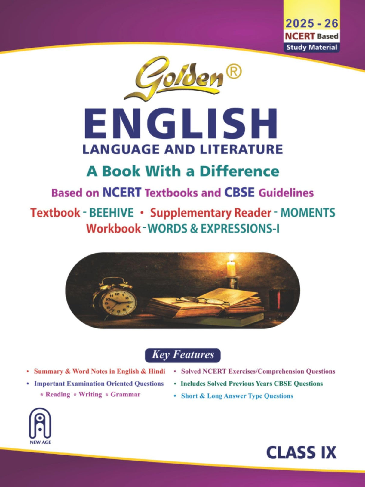 Golden English Language and Literature Study Material Based on NEW NCERT Beehive and Moments for Class-9 | For CBSE 2026 Board Exams | Solved NCERT Exercises | Previous Board Paper Solved - Retail Maharaj