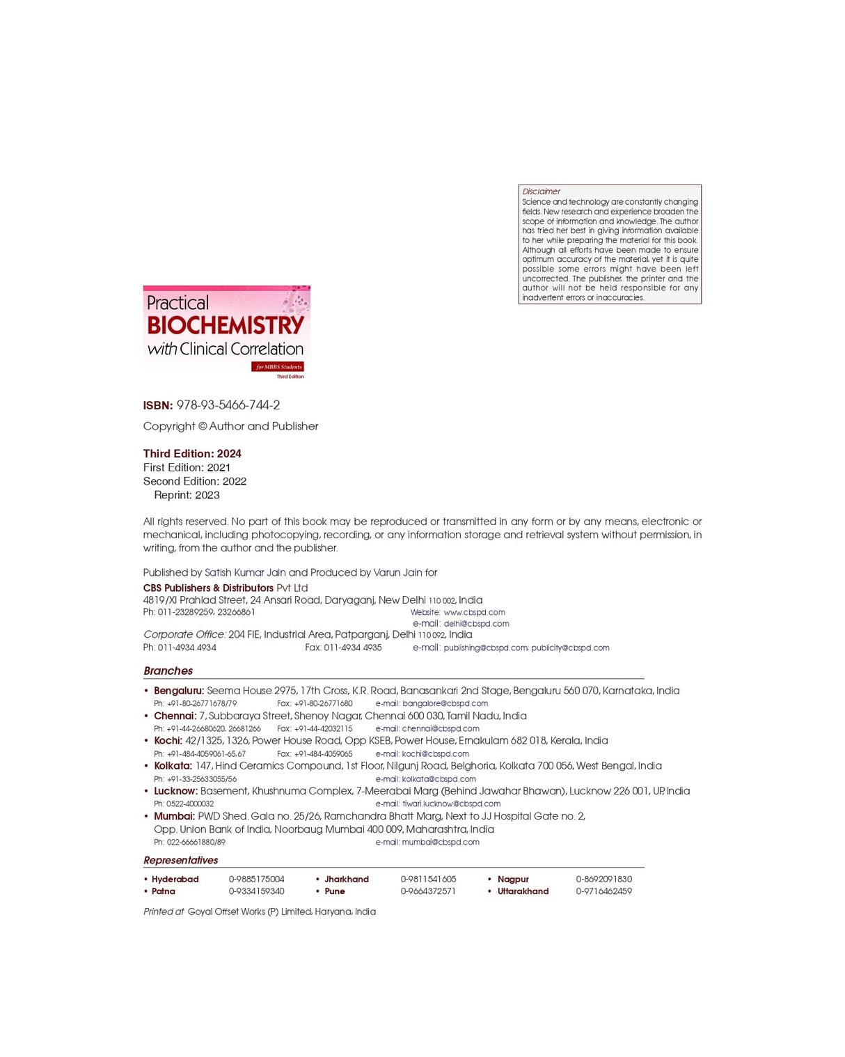 Practical Biochemistry With Clinical Correlation For Mbbs Students 3Ed (Pb 2025)
