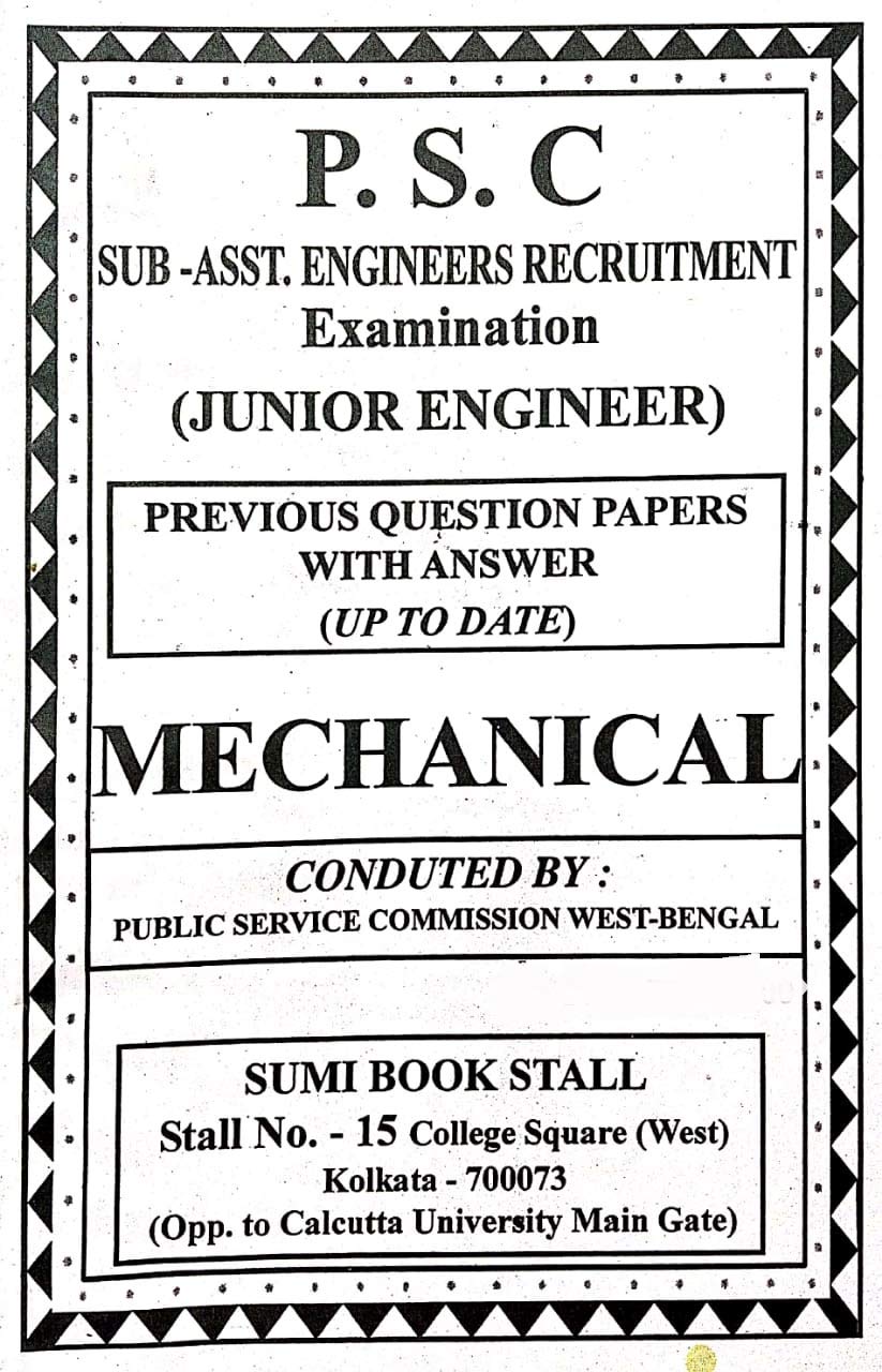 West Bengal Sub-Assistant Engineers Recruitment Examination -Junior Engineer (MECHANICAL) Previous Question Papers with Answer in English - Retail Maharaj