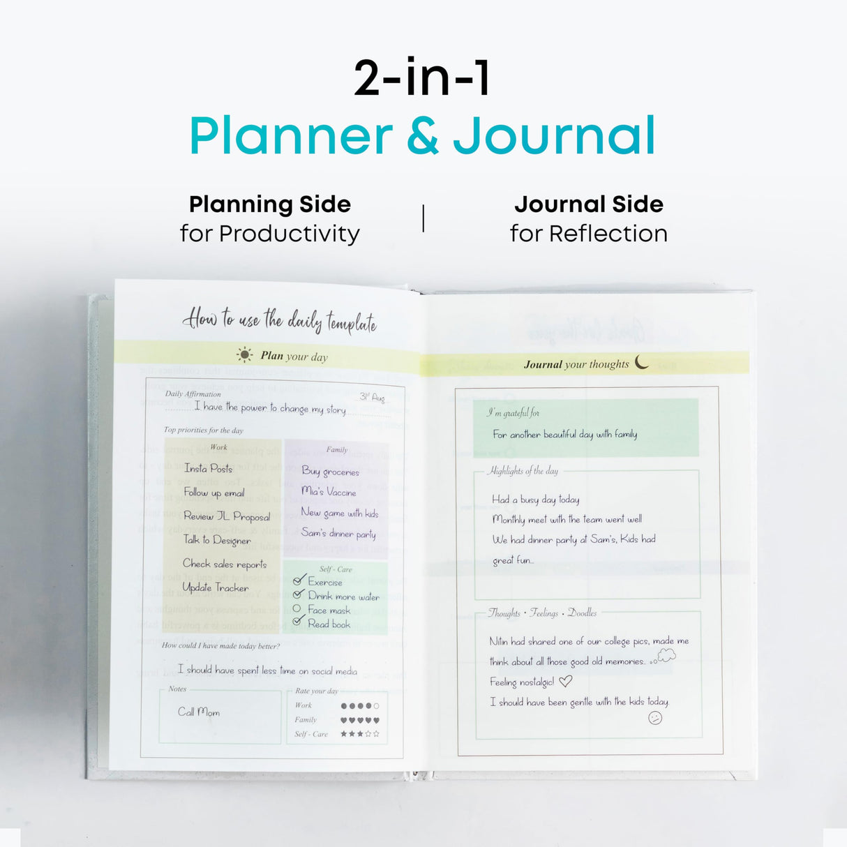 Find Your Balance Undated Planner Journal | Gratitude Journal with Habit Tracker & Mood Tracker | Includes Journaling Stickers | Undated | 4 Months - 300 Pages | (Stone White) - Retail Maharaj