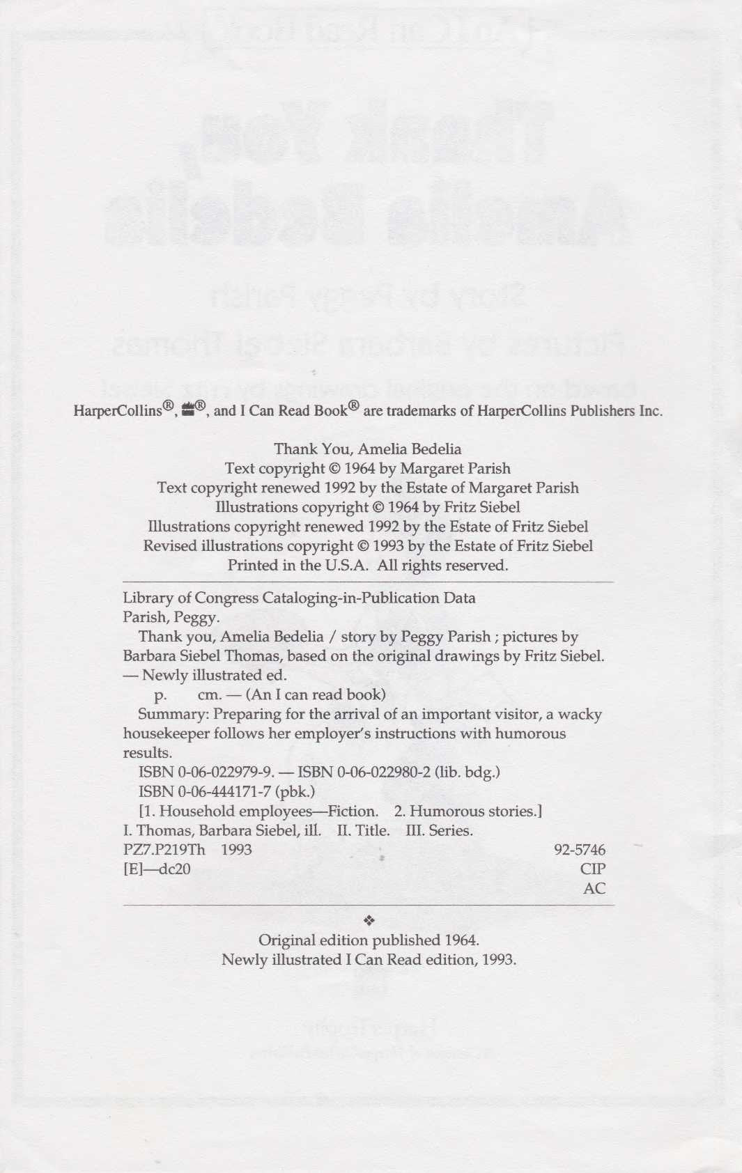 Thank You, Amelia Bedelia (I Can Read Level 2) - Retail Maharaj