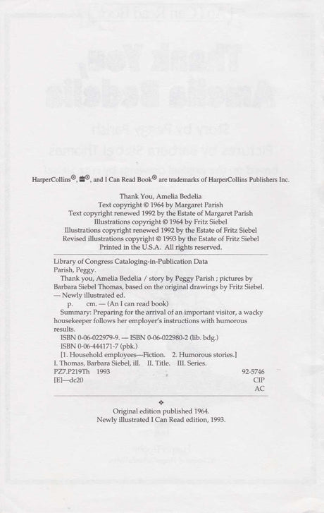 Thank You, Amelia Bedelia (I Can Read Level 2) - Retail Maharaj