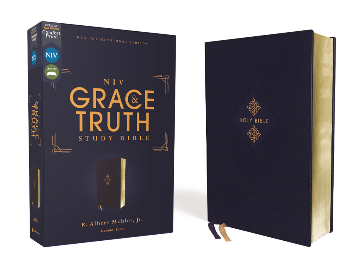NIV, The Grace and Truth Study Bible, Leathersoft, Navy, Red Letter, Comfort Print - Retail Maharaj