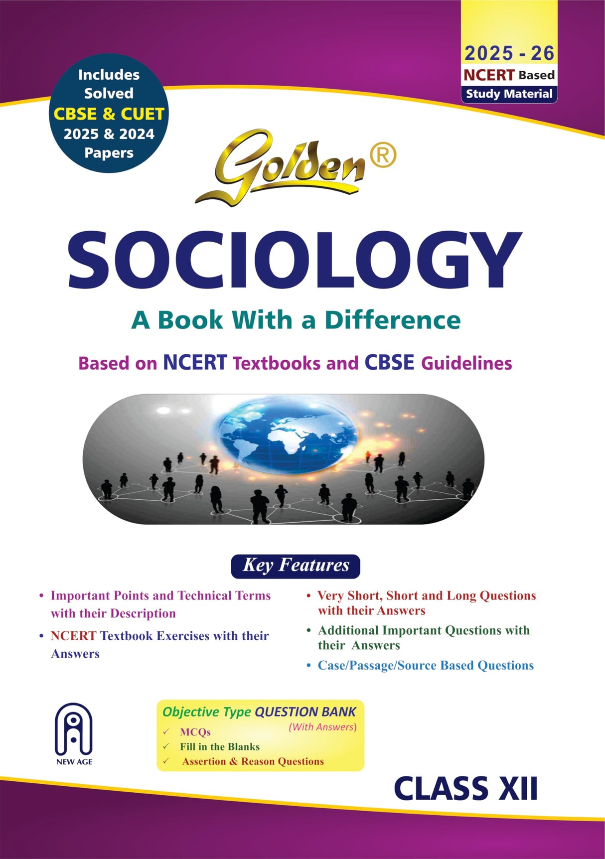 Golden Sociology Class 12 : Based on NEW NCERT Textbooks for CBSE 2026 Board Exams includes solved CBSE & CUET 2024 and 2025 - Retail Maharaj