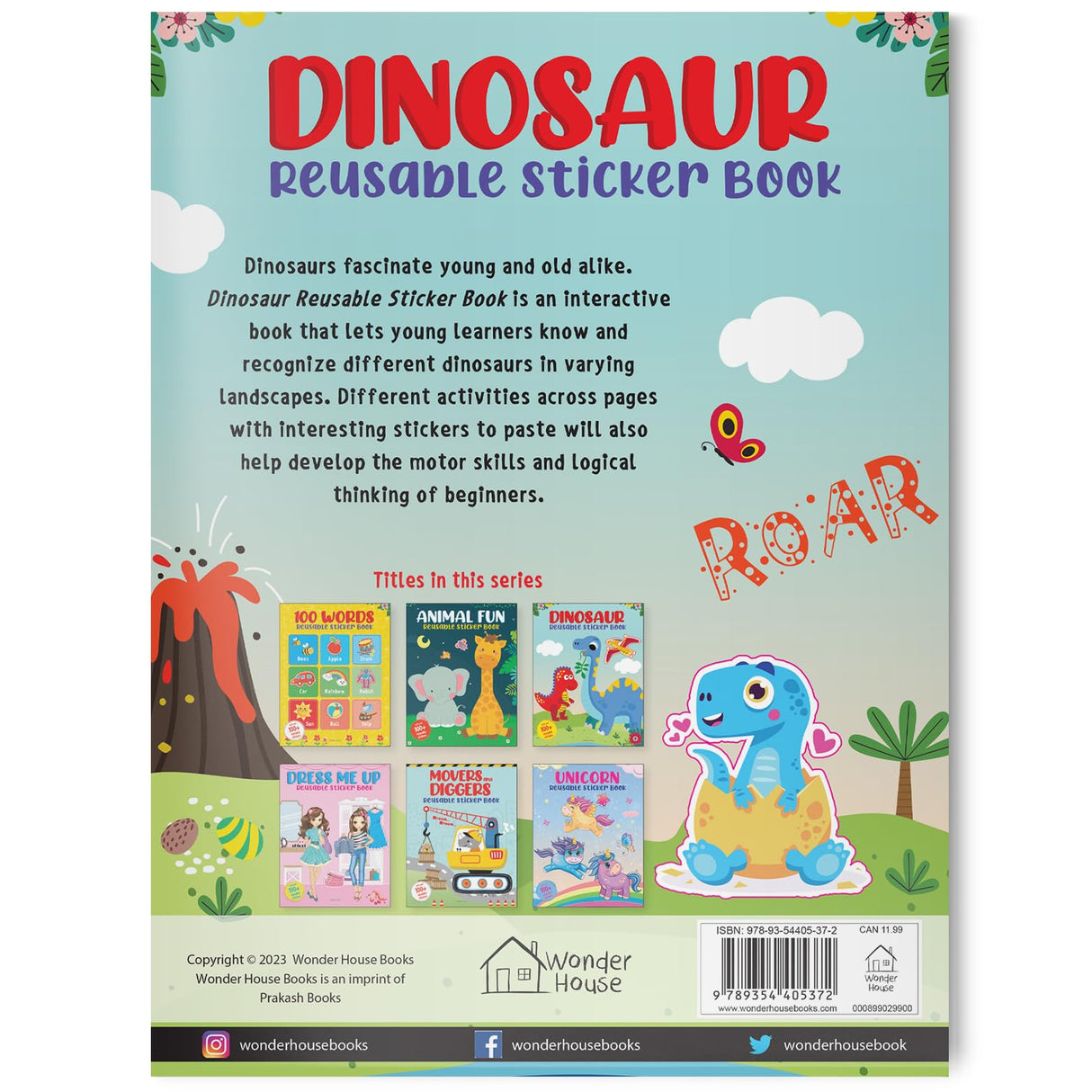 Dinosaur World Reusable Sticker Book For Children - Retail Maharaj