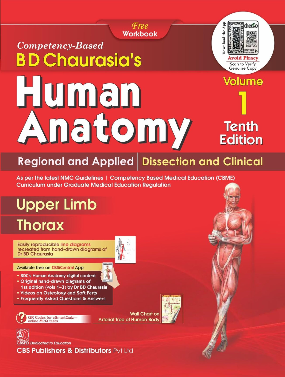 Bd Chaurasias Human Anatomy - 10Ed Vol 1 Regional And Applied Dissection And Clinical Upper Limb Thorax With Free Workbook And Ebooks (Pb 2025)