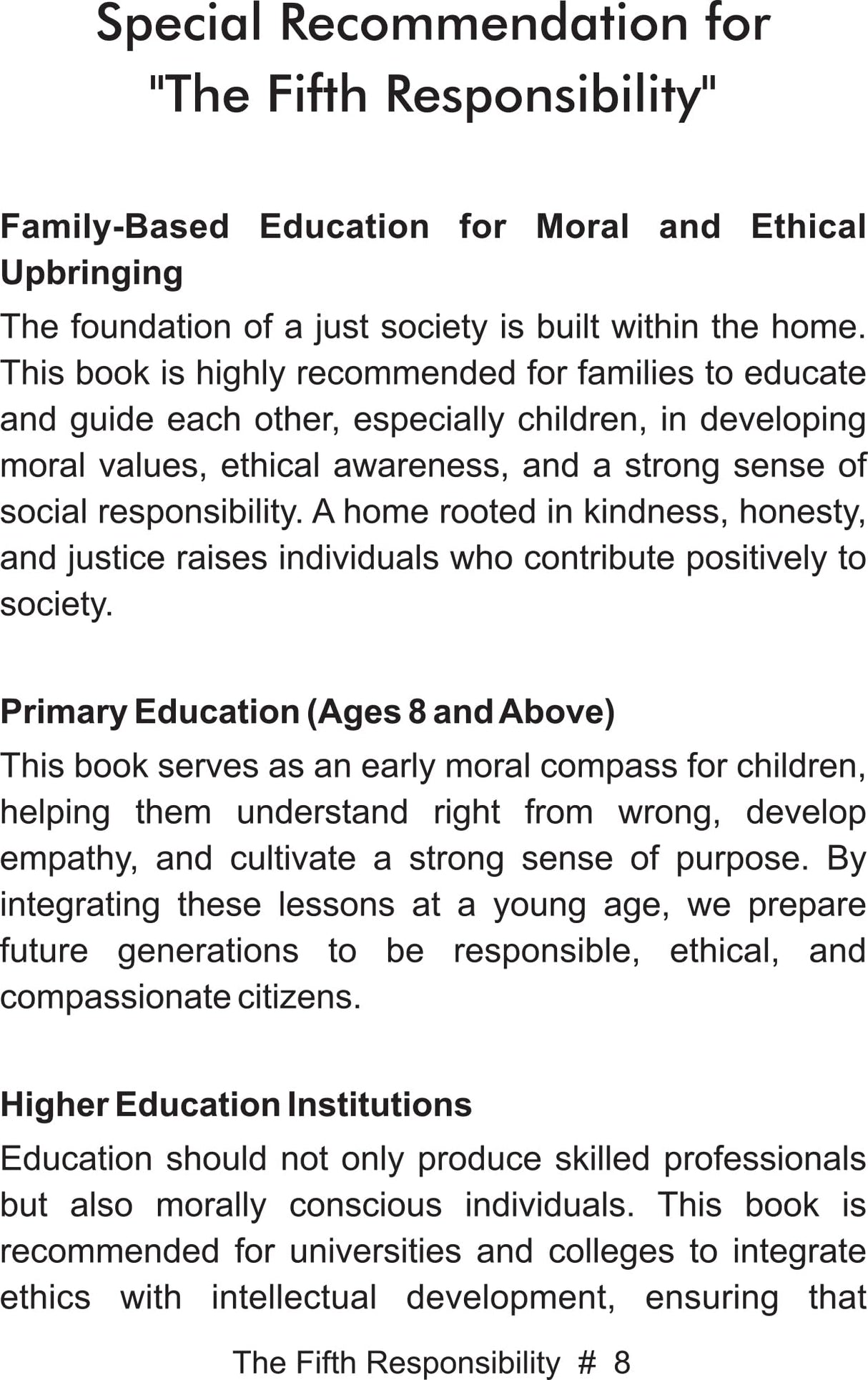 The Fifth Responsibility A Vision for Global Peace & Prosperity