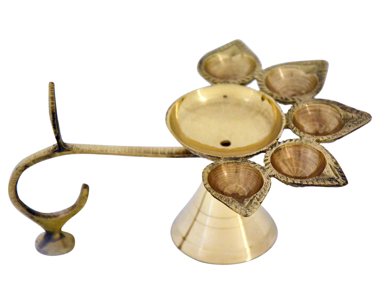 Aarti Panch Diya Small - Traditional Diya Stand for Spiritual Worship - Retail Maharaj