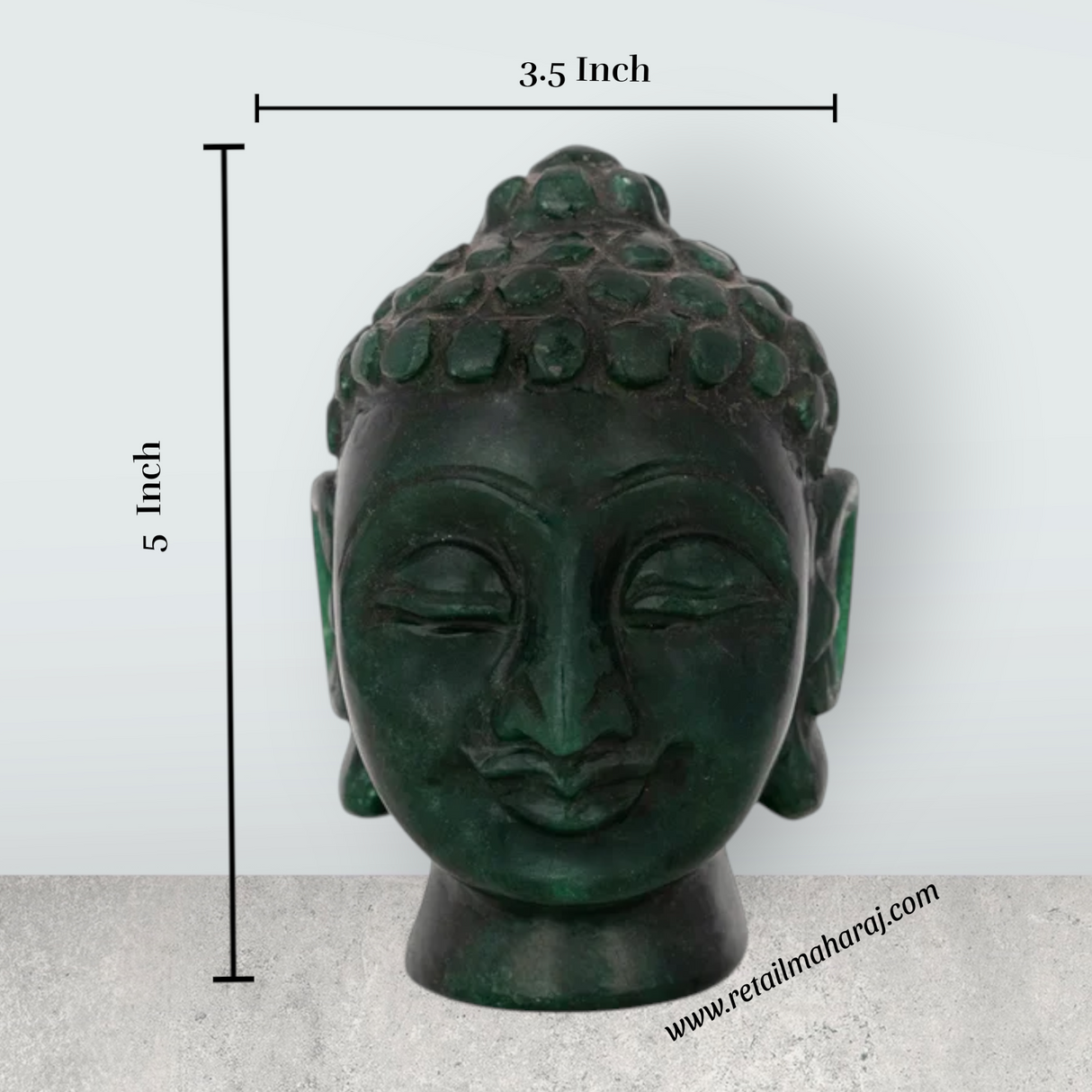 Zade Buddha Head Statue - 5 x 3.5 Inches | Buddha Face Statue / Head Of Buddha Statue for Home Decor - Retail Maharaj