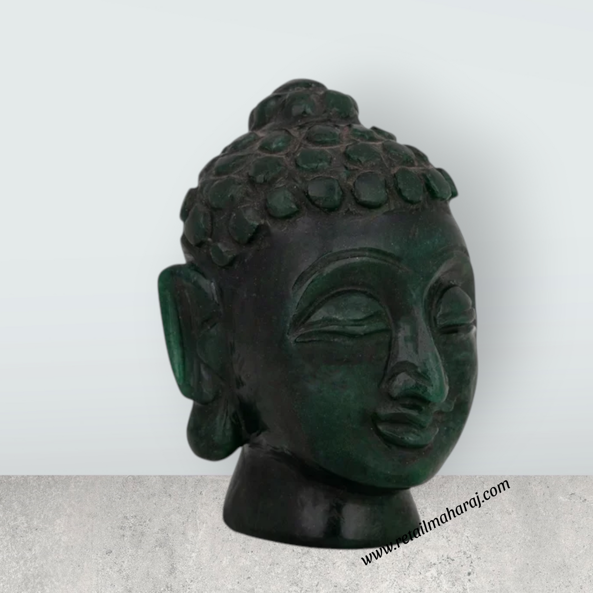 Zade Buddha Head Statue - 5 x 3.5 Inches | Buddha Face Statue / Head Of Buddha Statue for Home Decor - Retail Maharaj