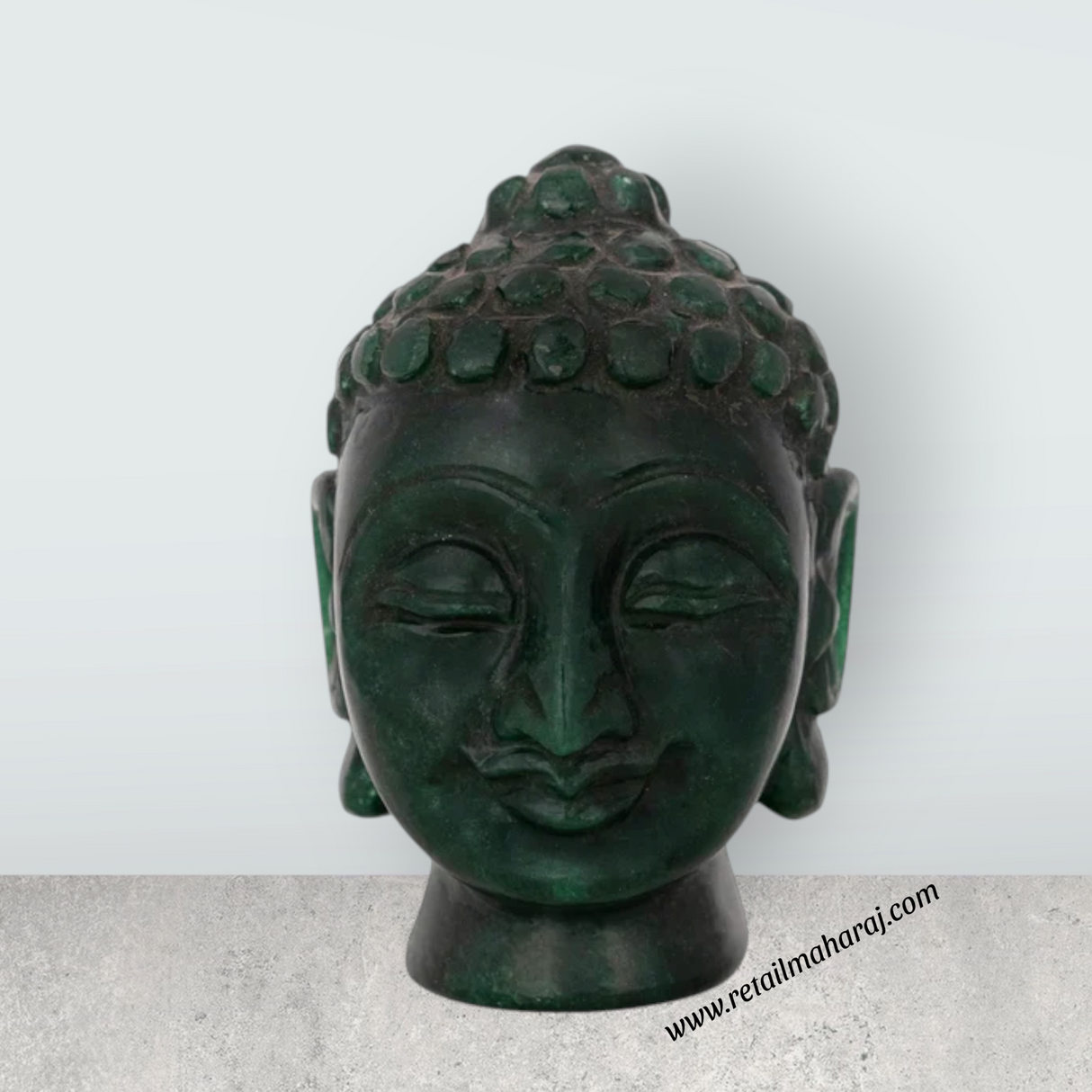 Zade Buddha Head Statue - 5 x 3.5 Inches | Buddha Face Statue / Head Of Buddha Statue for Home Decor - Retail Maharaj