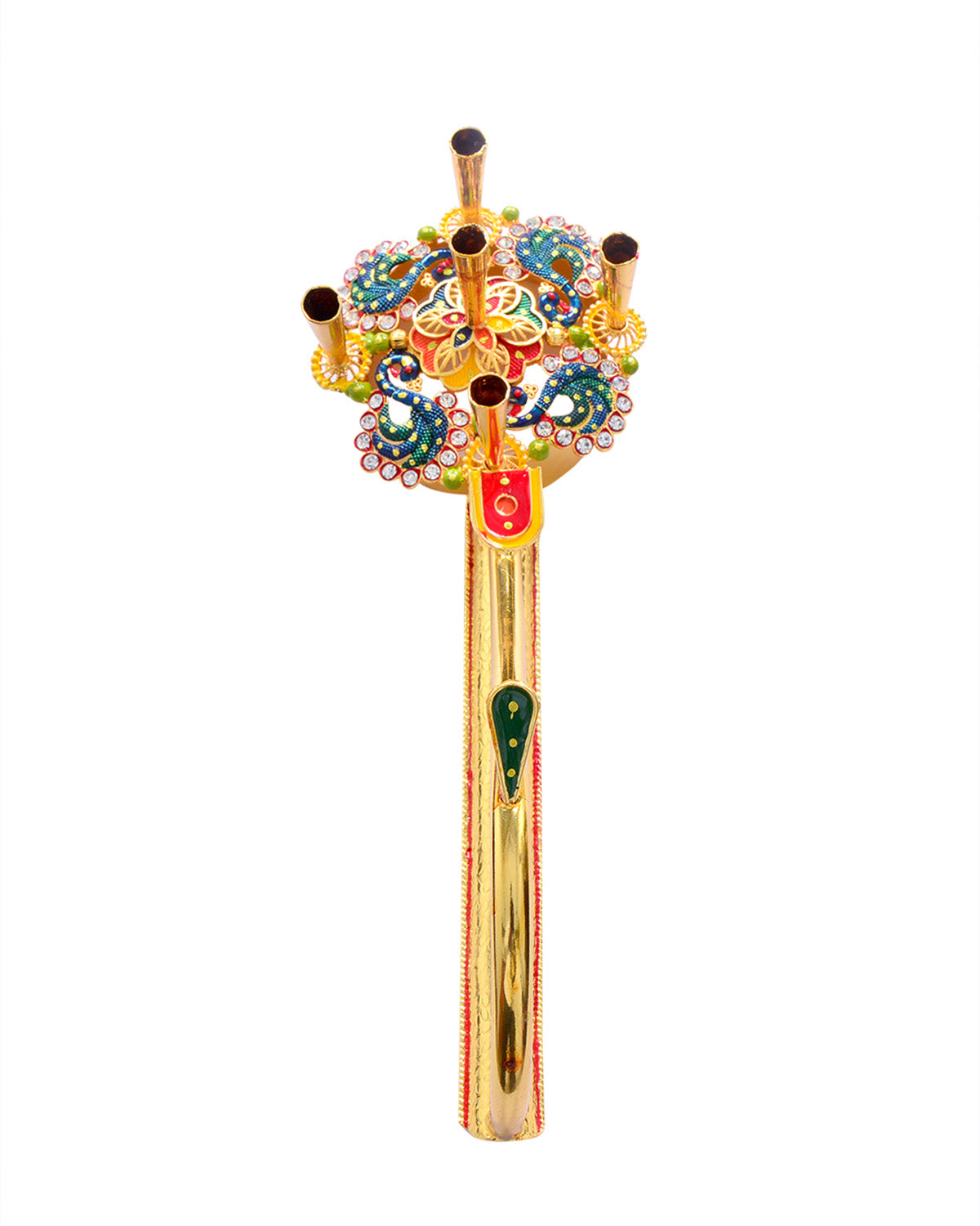 Pooja 5 Diya Aarti Metal Stand – Ornamental Diya for Spiritual Rituals - Retail Maharaj