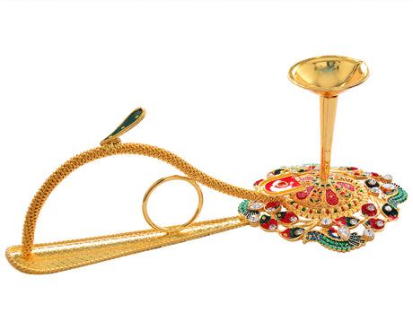 Pooja Diya Aarti Metal Stand – Versatile Diya for Wick Balls & Sticks - Retail Maharaj