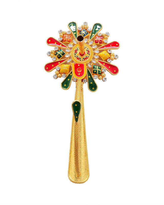 Pooja Diya Aarti Metal Stand – Elegant Diya for Wick Balls & Sticks - Retail Maharaj