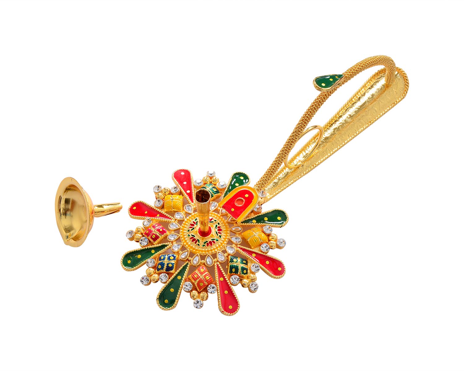 Pooja Diya Aarti Metal Stand – Elegant Diya for Wick Balls & Sticks - Retail Maharaj