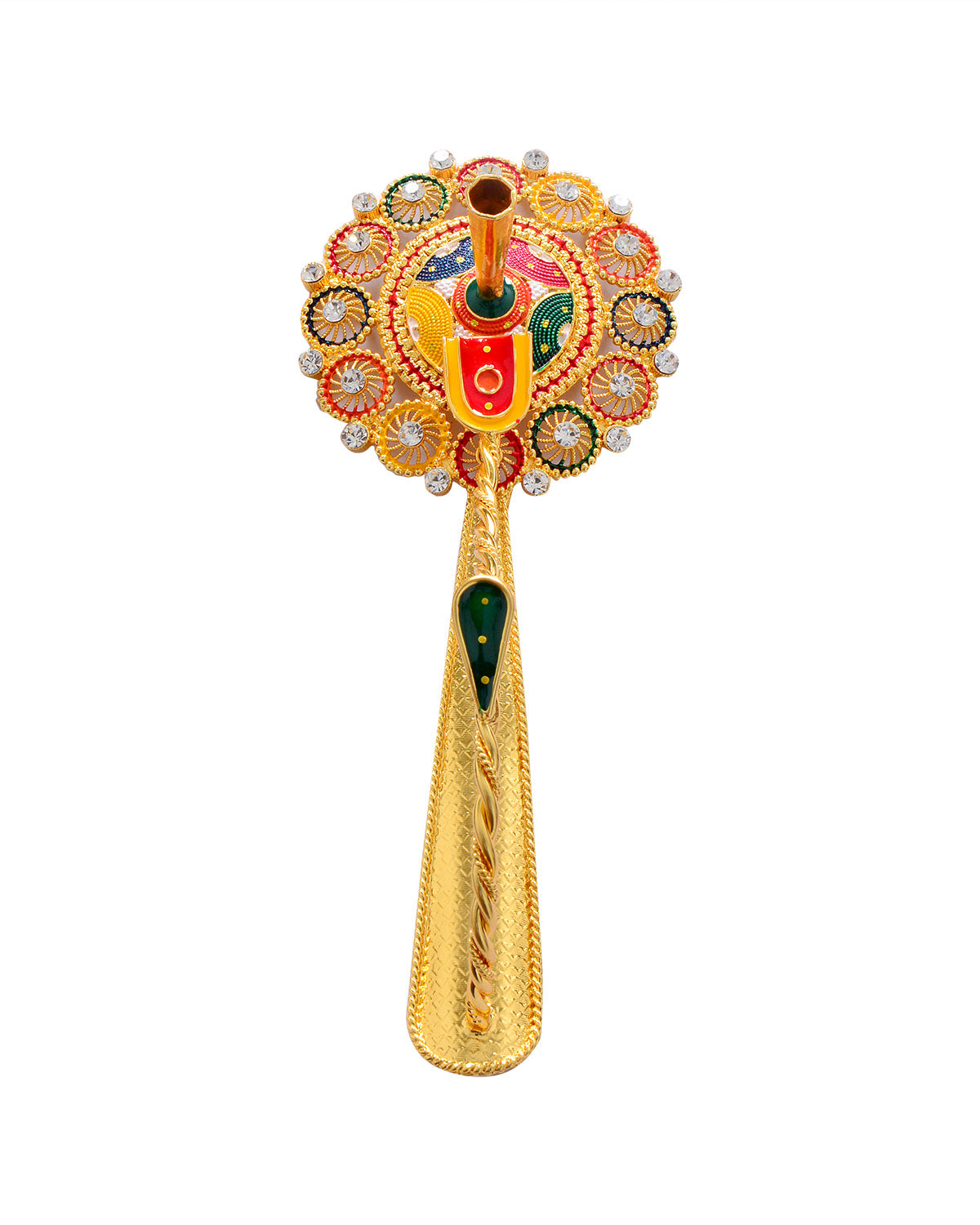 Pooja Diya Aarti Metal Stand – Ornate Diya for Wick Sticks - Retail Maharaj