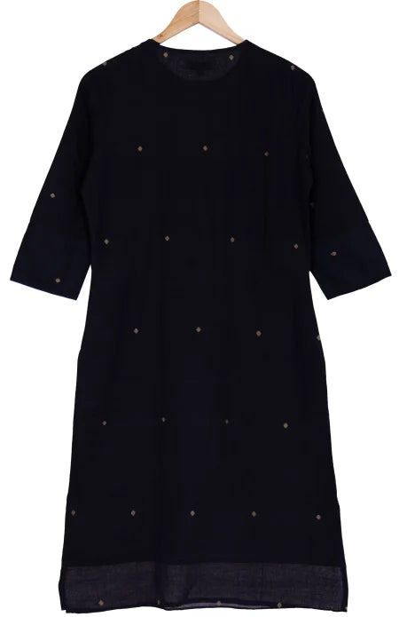 Jamdani Cotton Kameez – Black & Maroon - Retail Maharaj