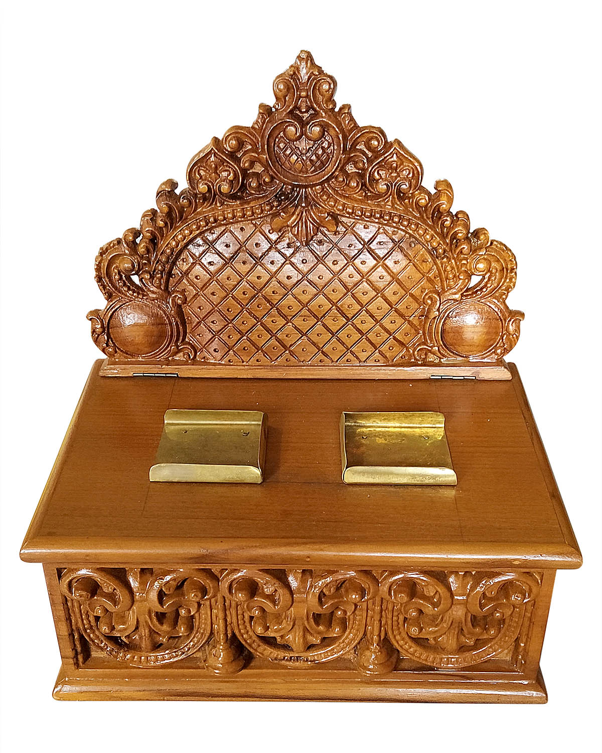 Puja Peti Carving Wooden Box for God Murtis (10" x 7.5") - Retail Maharaj