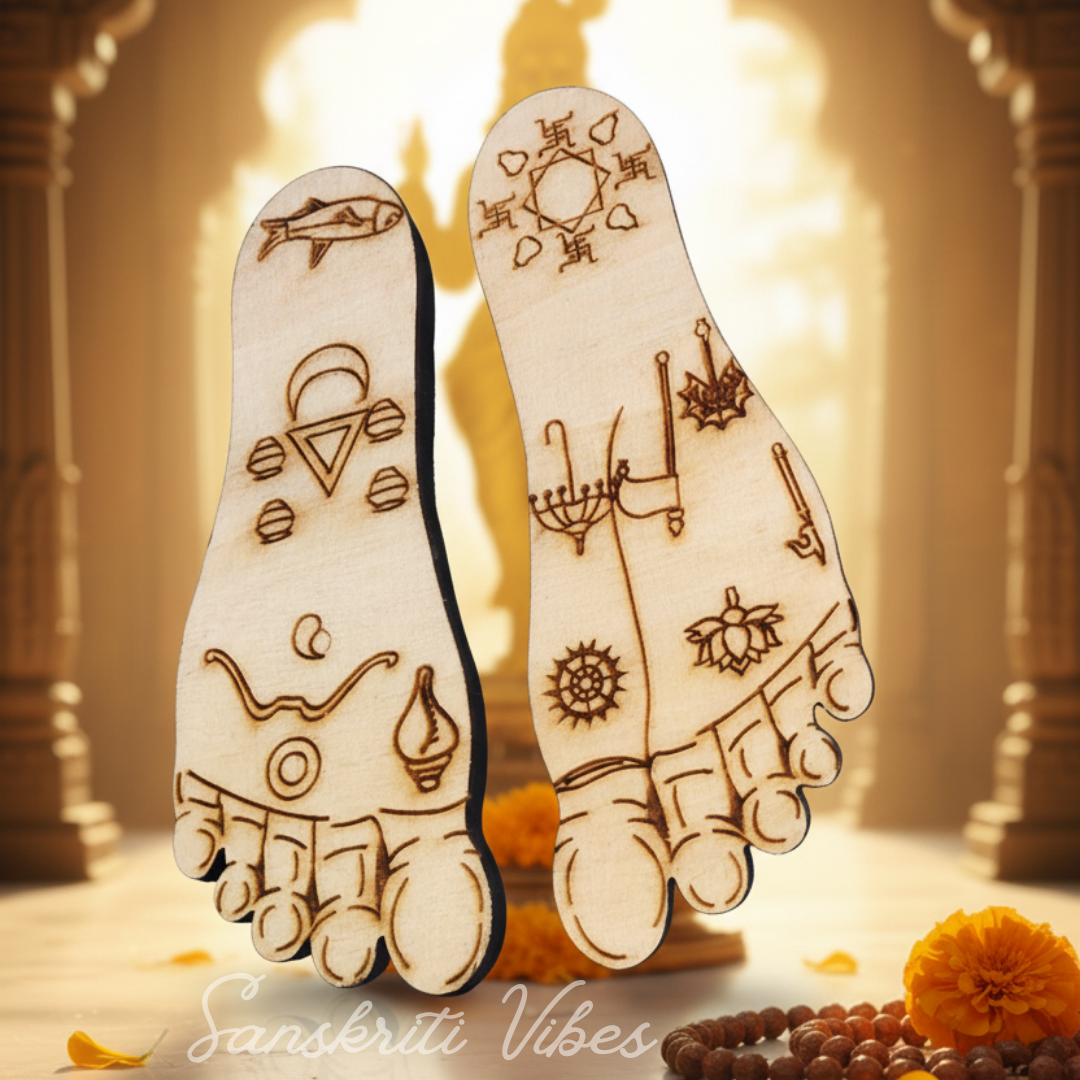 Shri Krishna Charan Naam Sewa Kadam Wood Idol – 4 Inch Handcrafted Statue for Home Temple