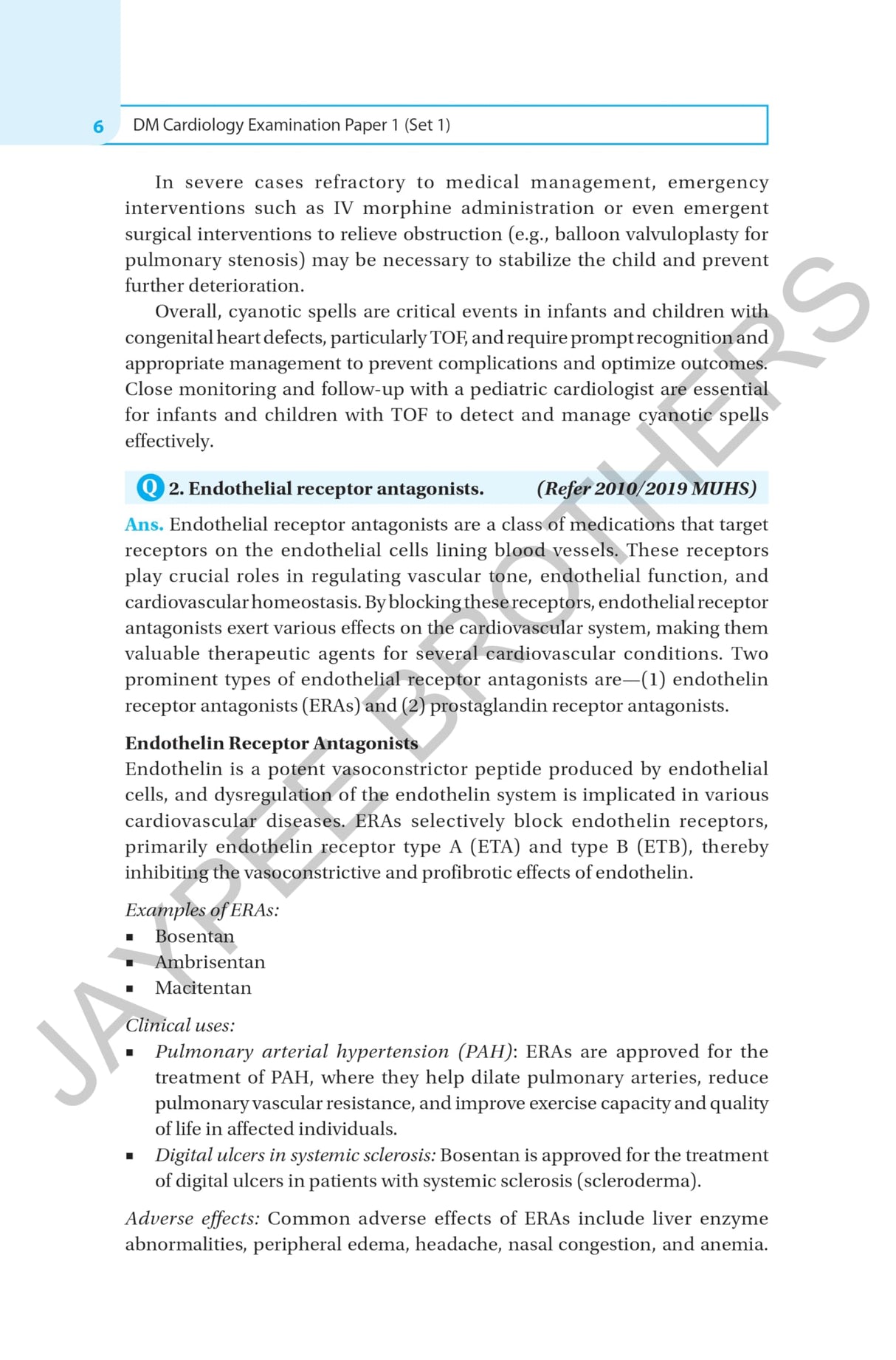 CARDIOLOGY EXAMINATION PAPER FOR DM (CARDIOLOGY) STUDENTS