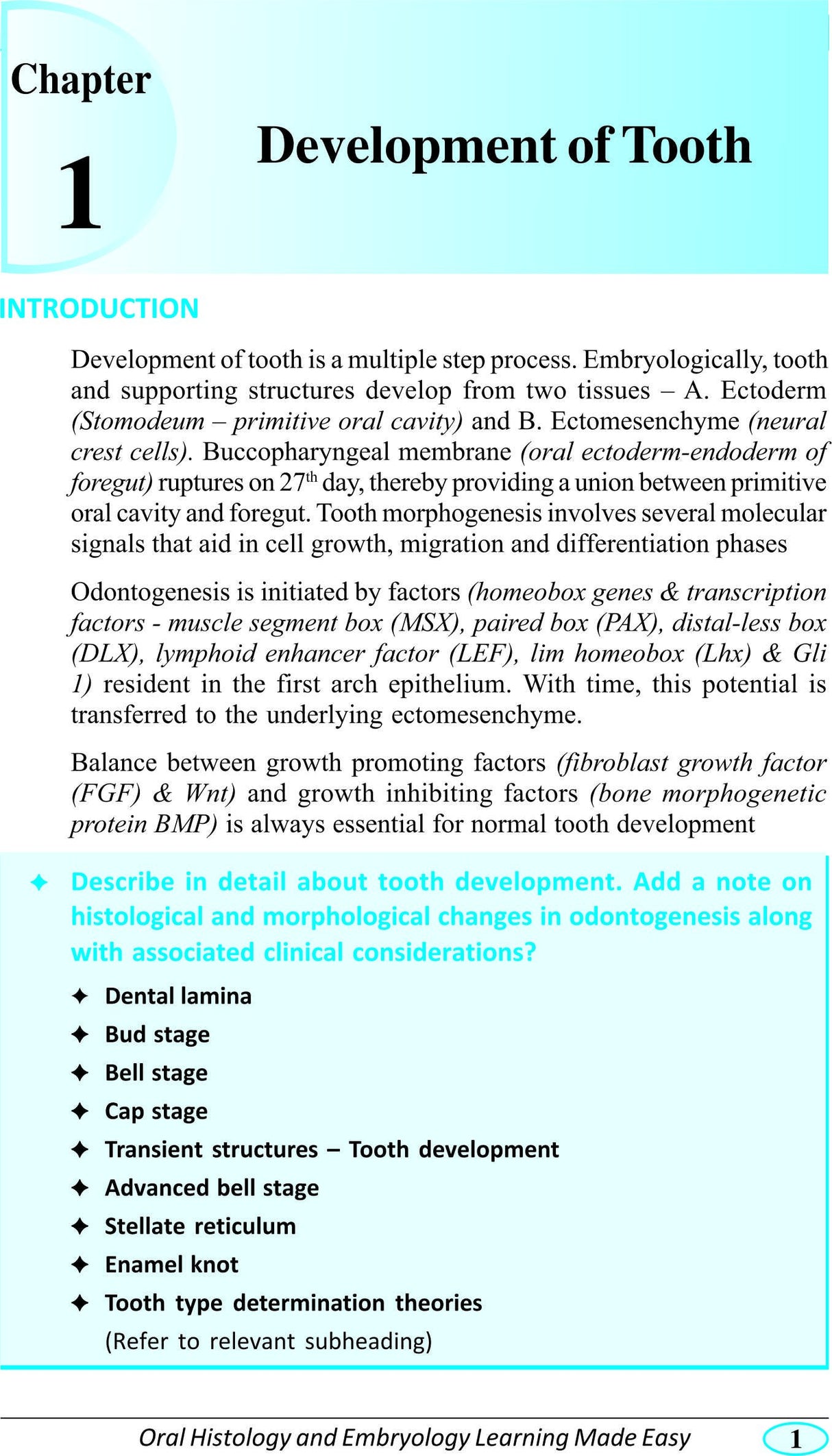Oral Histology and Embryology Learning Made Easy 1st/2016