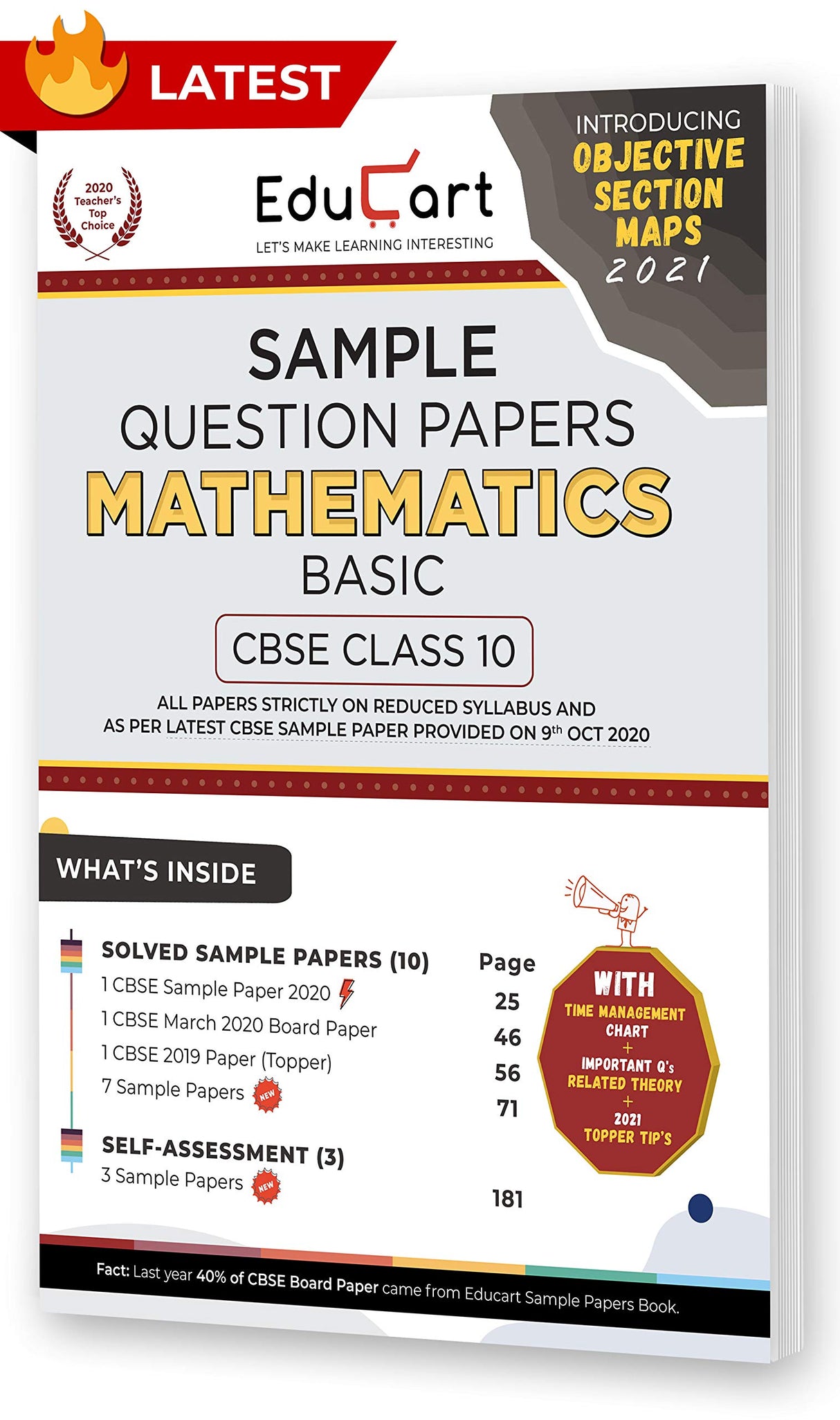 Educart CBSE Class 10 Maths 'Basic' Sample Question Papers 2021 (As Per 9th Oct CBSE Sample Paper) - Retail Maharaj