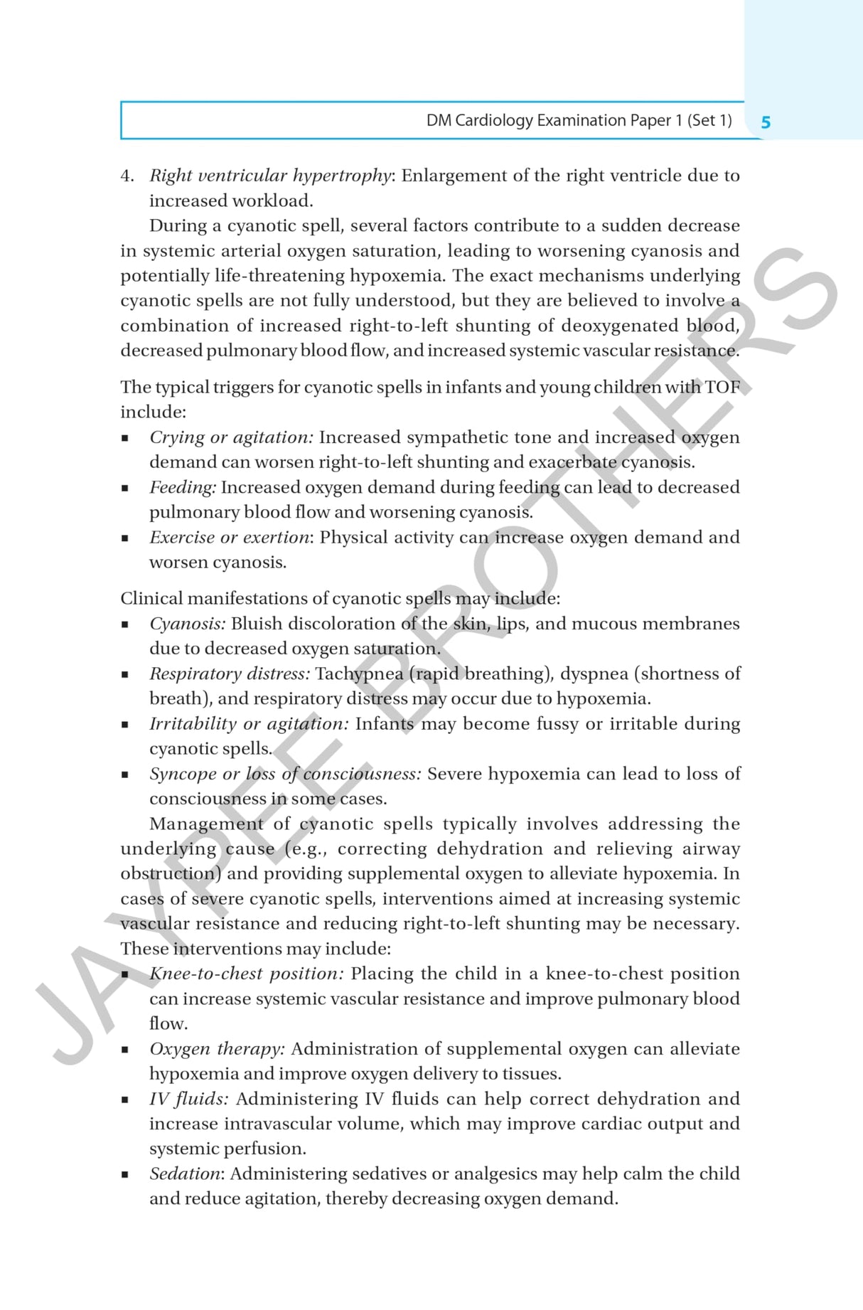 CARDIOLOGY EXAMINATION PAPER FOR DM (CARDIOLOGY) STUDENTS