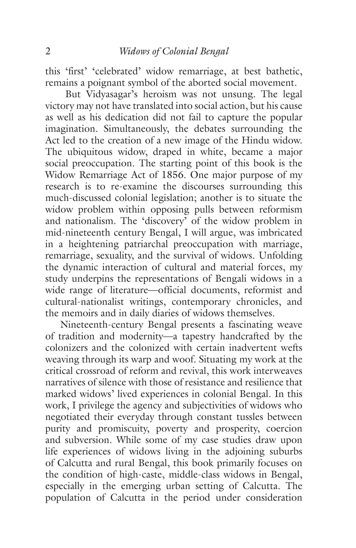 Widows of Colonial Bengal: Gender, Morality and Cultural Representation