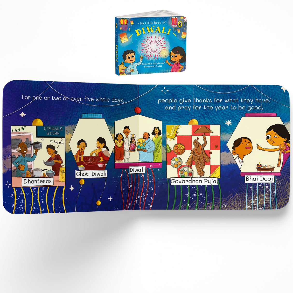 My Little Book of Festivals (Boxset) : Illustrated board books on the Indian festivals of Diwali, Holi and Navratri | Hindu mythology for kids age 3+ - Retail Maharaj