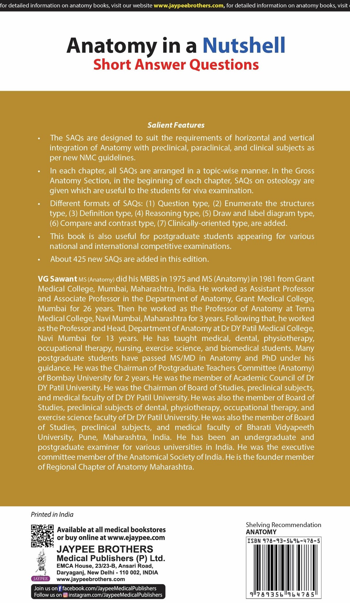 ANATOMY IN A NUTSHELL SHORT ANSWER QUESTIONS