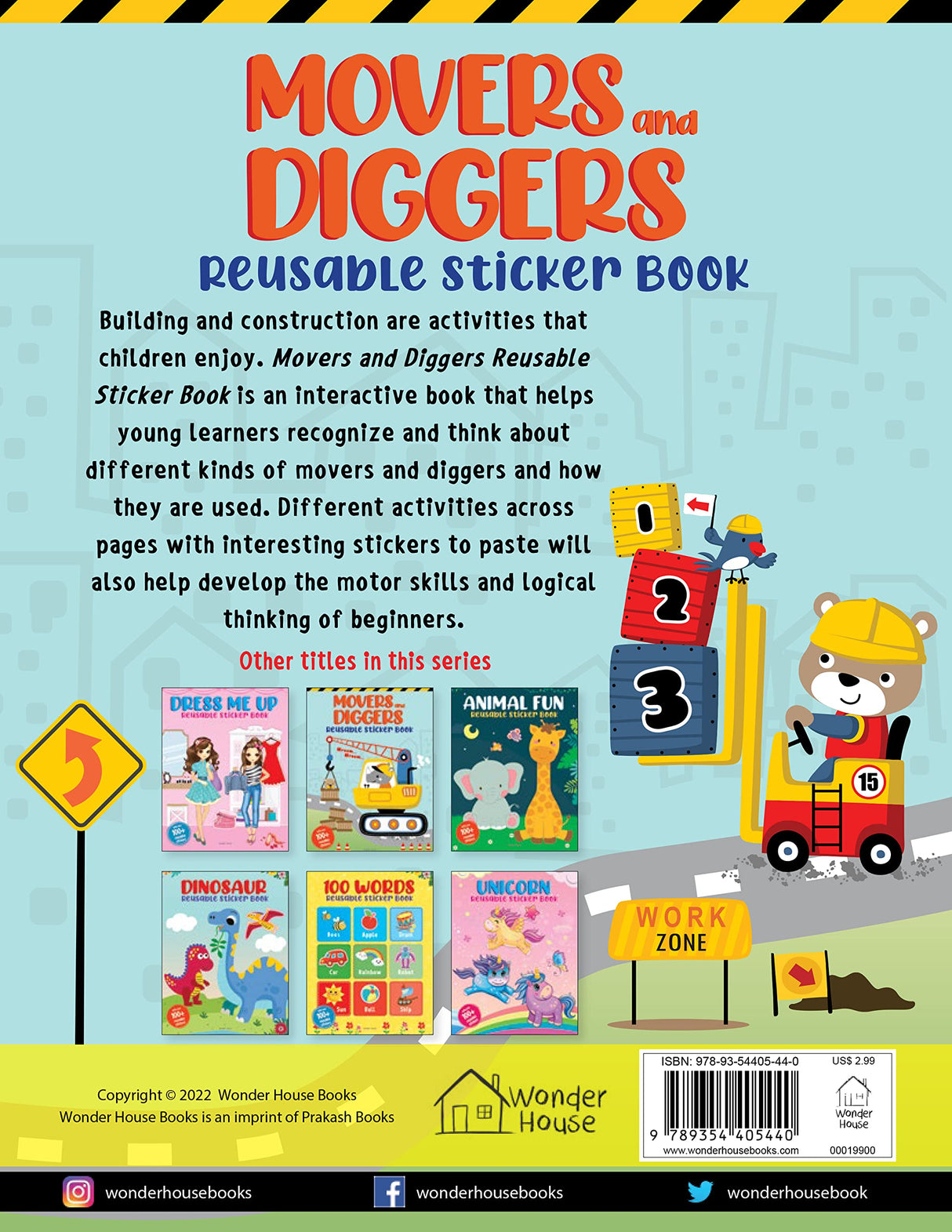 Movers and Diggers Reusable Sticker Book For Children - Retail Maharaj
