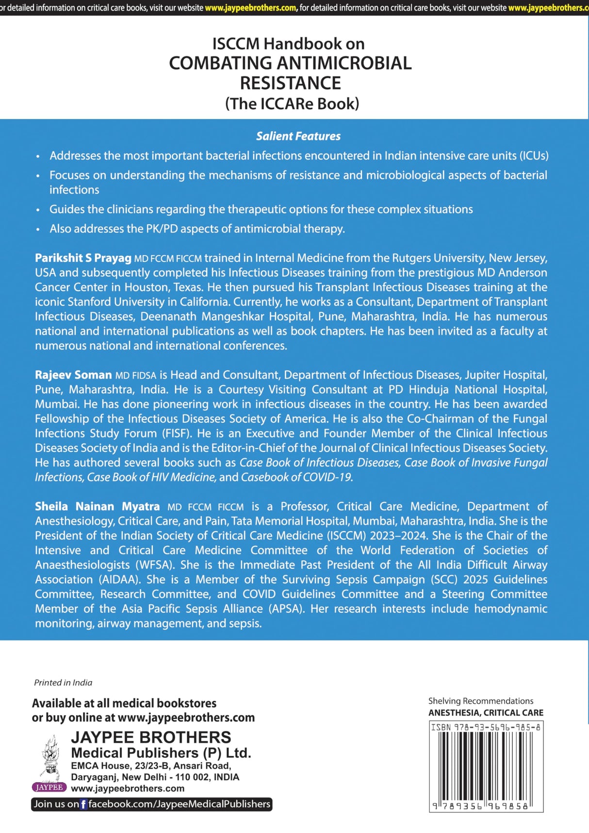 ISCCM HANDBOOK ON COMBATING ANTIMICROBIAL RESISTANCE (THE ICCARE BOOK)