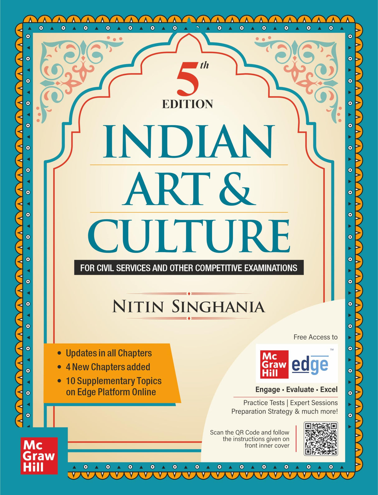 Indian Art and Culture (English), 5e by Nitin Singhania (IAS) for UPSC CSE 2025-26 | Colourful Book | Exclusive access to McGraw Hill edge online platform: 10 Supplementary topics, Practice tests & Preparation strategy - Retail Maharaj