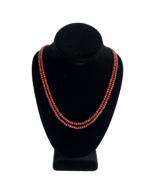 Kanthi (Red 9" - 3mm Beads) - Double-Stringed Beads for Spiritual Wear - Retail Maharaj